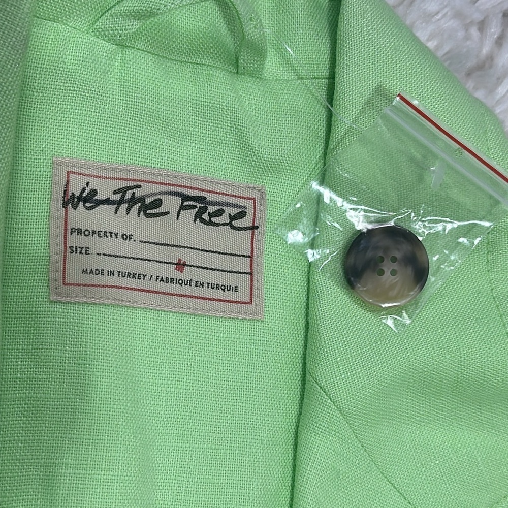 NWOT Free People bright Green Lime Bright Young Things Linen oversized Vest - Picture 7 of 11